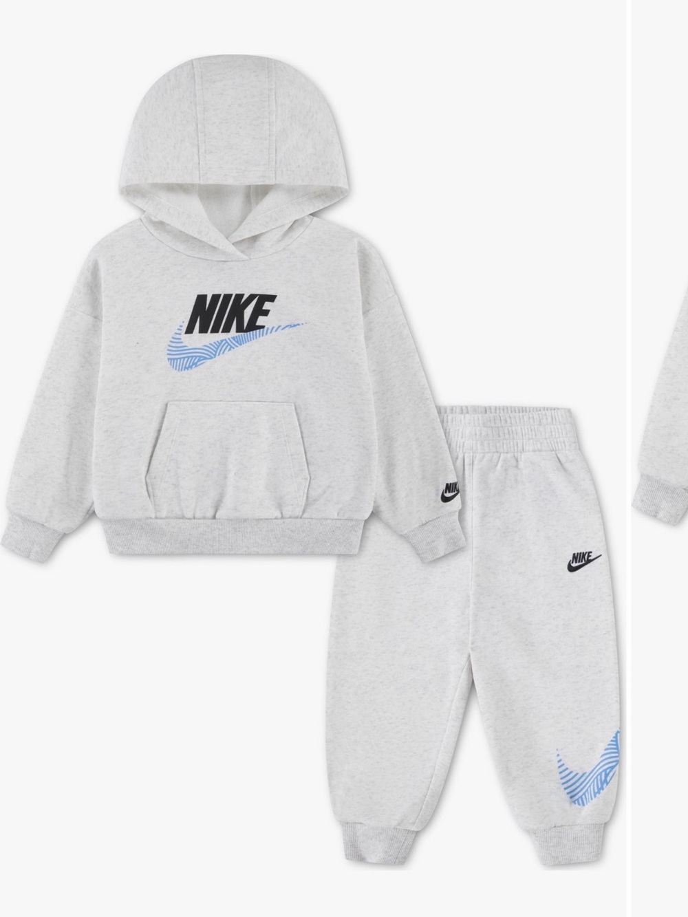 Nike Light Gray Hoodie and Joggers with Blue Swoosh